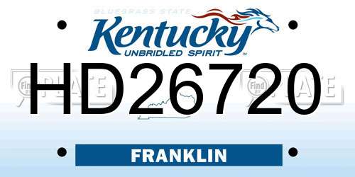 HD26720 Kentucky License Plate