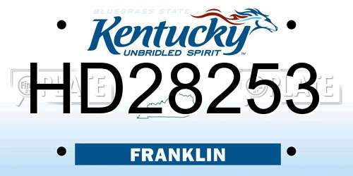HD28253 Kentucky License Plate