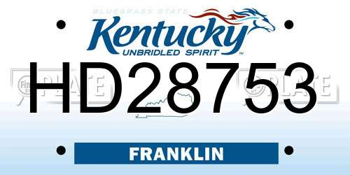 HD28753 Kentucky License Plate
