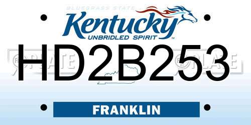 HD2B253 Kentucky License Plate
