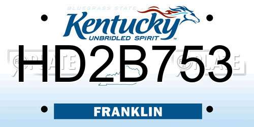 HD2B753 Kentucky License Plate