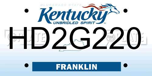 HD2G220 Kentucky License Plate
