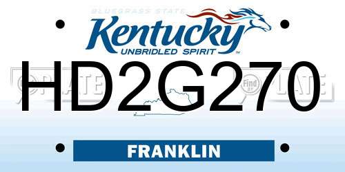 HD2G270 Kentucky License Plate