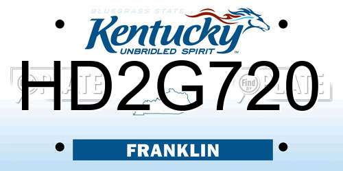 HD2G720 Kentucky License Plate