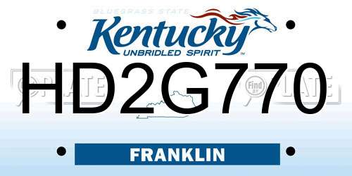 HD2G770 Kentucky License Plate