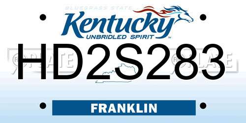 HD2S283 Kentucky License Plate