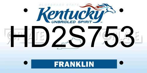 HD2S753 Kentucky License Plate