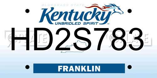 HD2S783 Kentucky License Plate