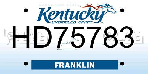 HD75783 Kentucky License Plate