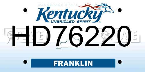 HD76220 Kentucky License Plate