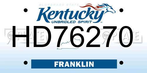 HD76270 Kentucky License Plate