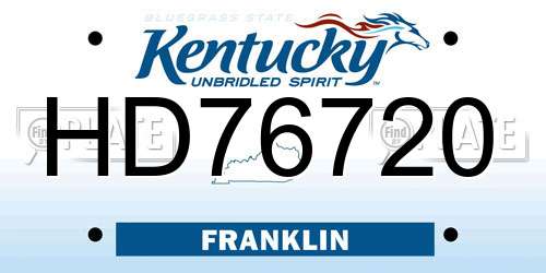 HD76720 Kentucky License Plate