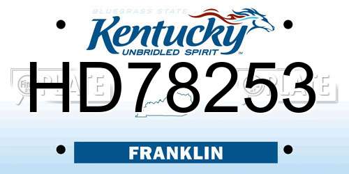HD78253 Kentucky License Plate