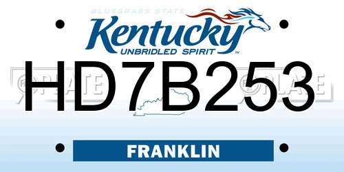 HD7B253 Kentucky License Plate