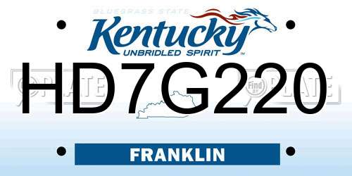 HD7G220 Kentucky License Plate