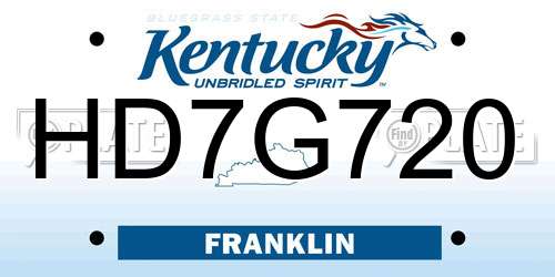 HD7G720 Kentucky License Plate
