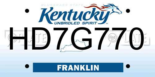 HD7G770 Kentucky License Plate