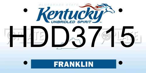 HDD3715 Kentucky License Plate