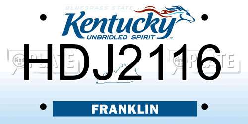 HDJ2116 Kentucky License Plate