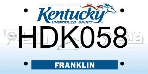 HDK058 Kentucky License Plate