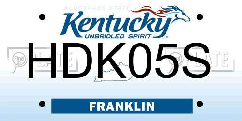 HDK05S Kentucky License Plate