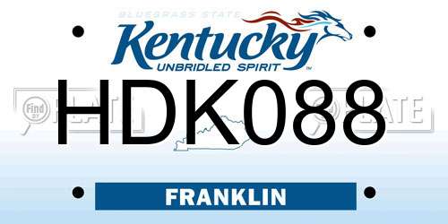 HDK088 Kentucky License Plate