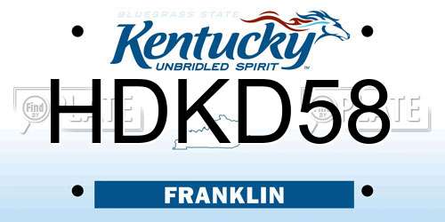 HDKD58 Kentucky License Plate