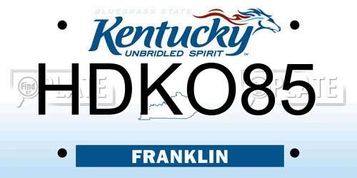 HDKO85 Kentucky License Plate