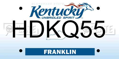 HDKQ55 Kentucky License Plate