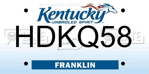 HDKQ58 Kentucky License Plate