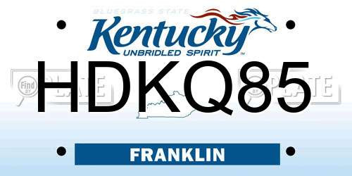 HDKQ85 Kentucky License Plate