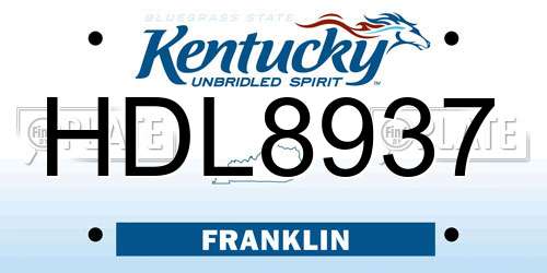 HDL8937 Kentucky License Plate