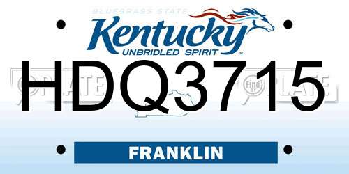 HDQ3715 Kentucky License Plate