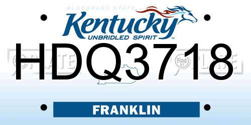 HDQ3718 Kentucky License Plate
