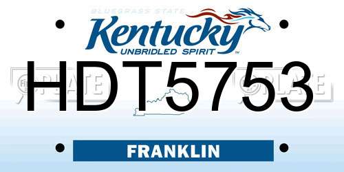 HDT5753 Kentucky License Plate