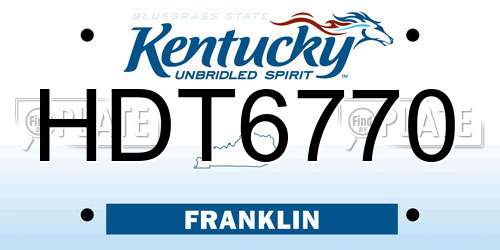 HDT6770 Kentucky License Plate