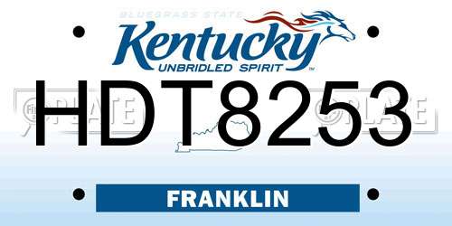 HDT8253 Kentucky License Plate