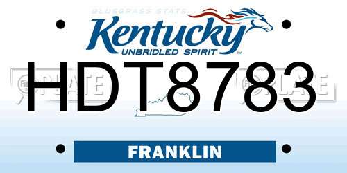 HDT8783 Kentucky License Plate