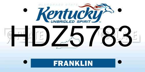 HDZ5783 Kentucky License Plate