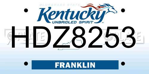 HDZ8253 Kentucky License Plate