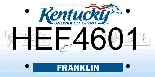HEF4601 Kentucky License Plate