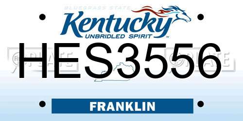 HES3556 Kentucky License Plate