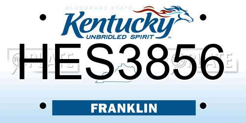 HES3856 Kentucky License Plate
