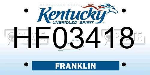 HF03418 Kentucky License Plate