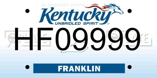 HF09999 Kentucky License Plate