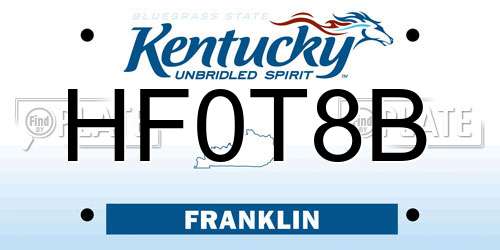 HF0T8B Kentucky License Plate