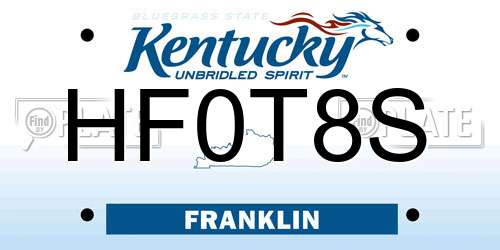 HF0T8S Kentucky License Plate