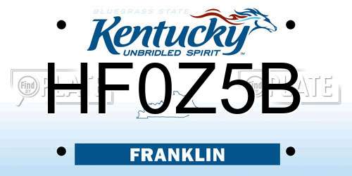 HF0Z5B Kentucky License Plate