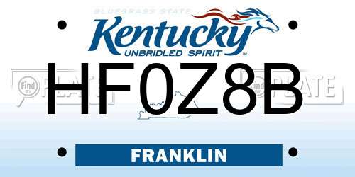 HF0Z8B Kentucky License Plate