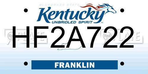 HF2A722 Kentucky License Plate